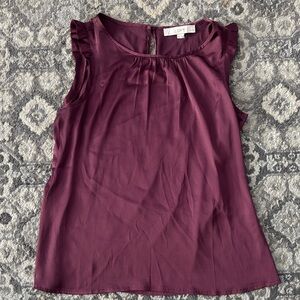Worn Once LOFT Women's Rich Plum Ruffle Sleeve Blouse